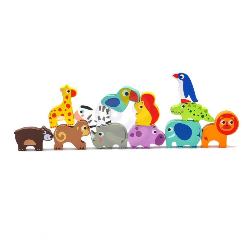 Woopie Let's Go Green puidust paelutusklotsid safariloomadega