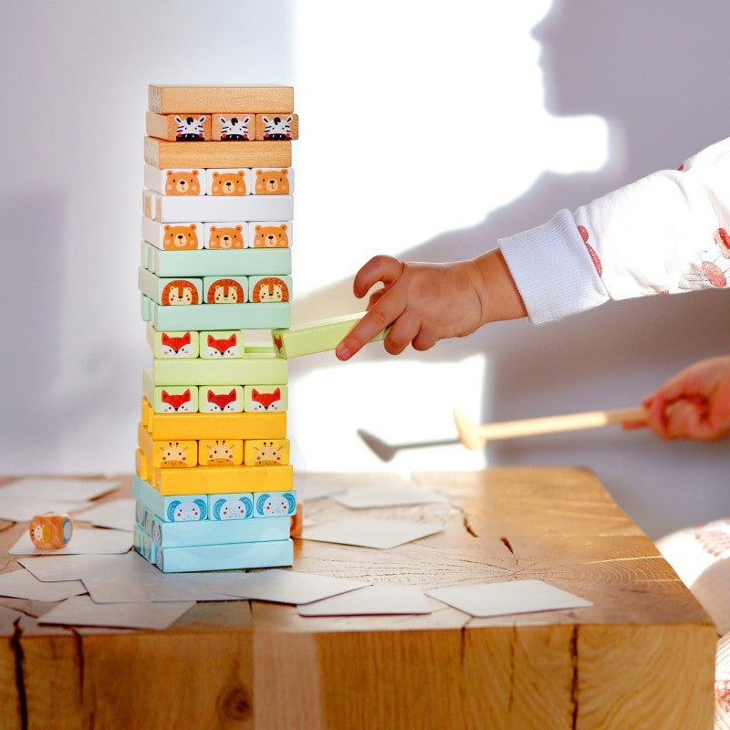 Woopie Let's Go Green puidust osavusmäng loomadega "Shaky Tower"