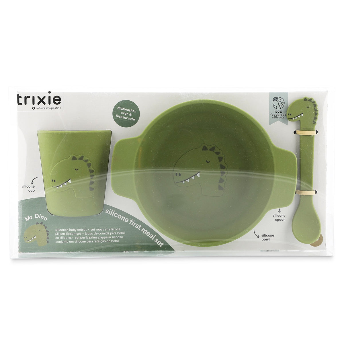 Trixie Baby silikoonist laste esimene söögikomplekt - Mr Dino