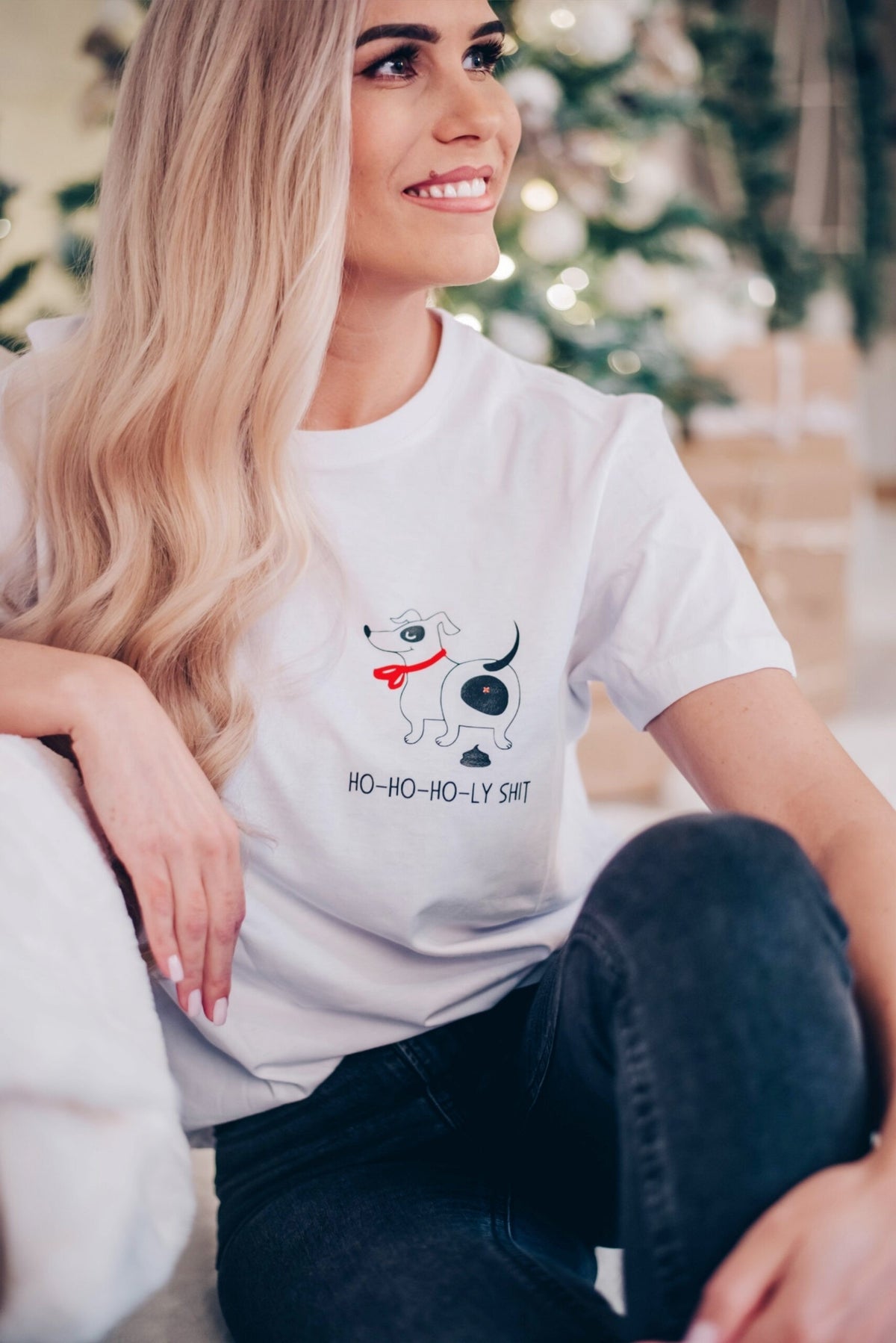 Black Giraffe Brand orgaanilisest puuvillast T-särk "Ho-ho-ho holy sh*t!"