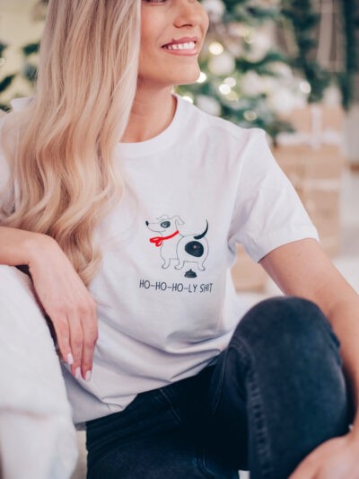 Black Giraffe Brand orgaanilisest puuvillast T-särk "Ho-ho-ho holy sh*t!"