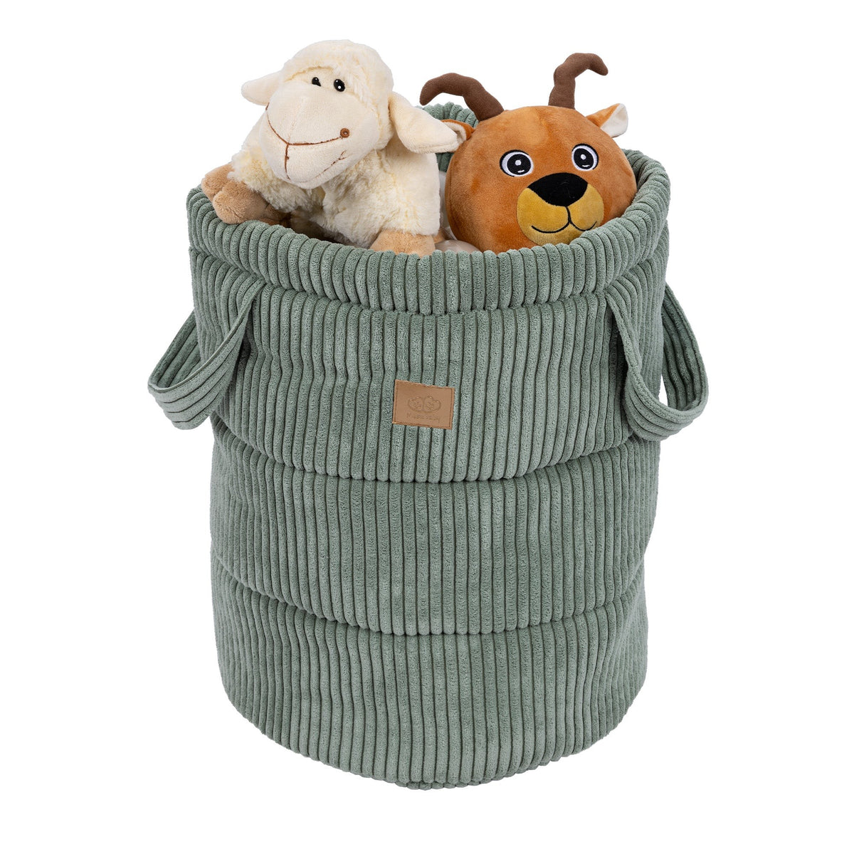 MeowBaby® velvetist mänguasjakorv lastele - Oliivroheline