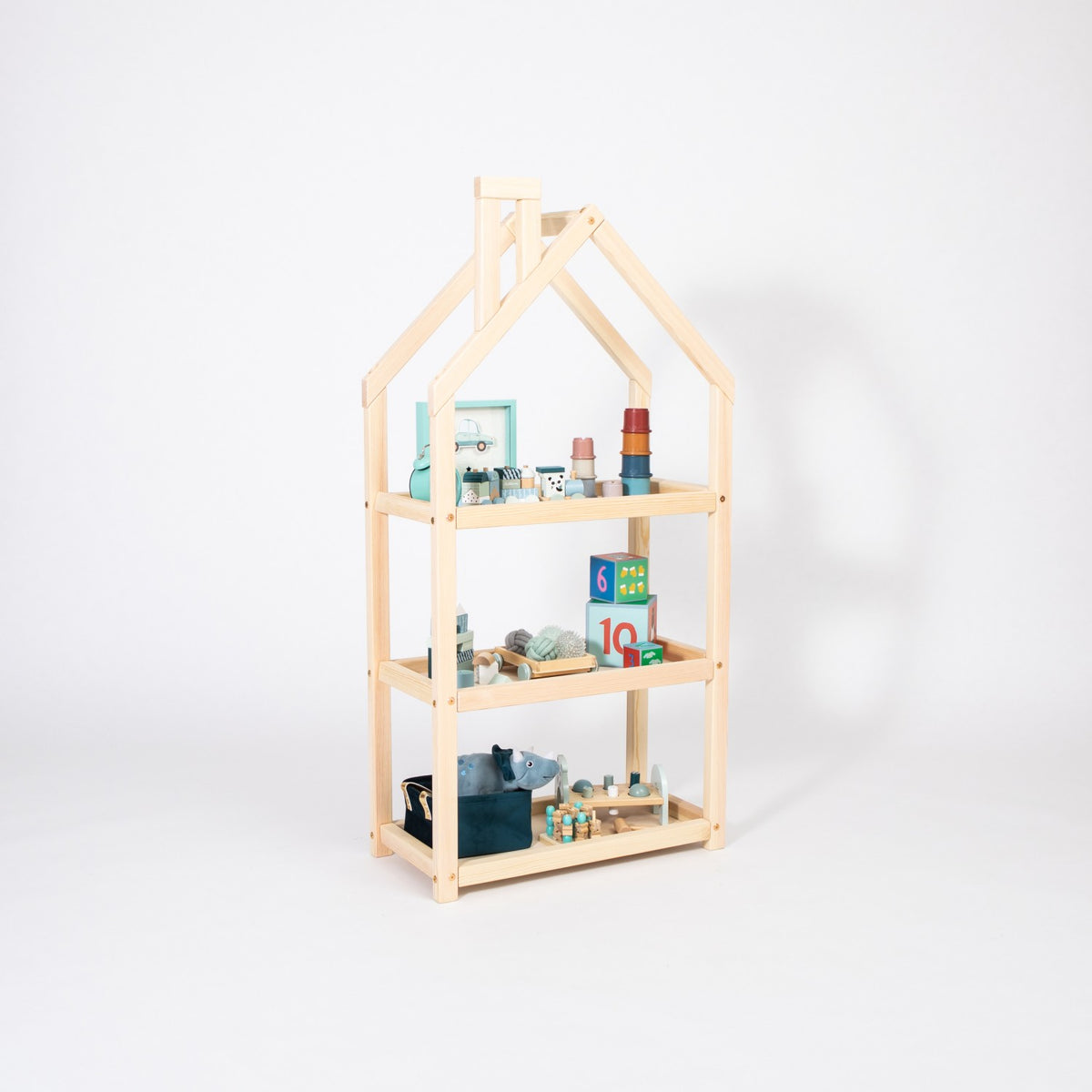 Montessori House Bed maja kujuga laste riiul