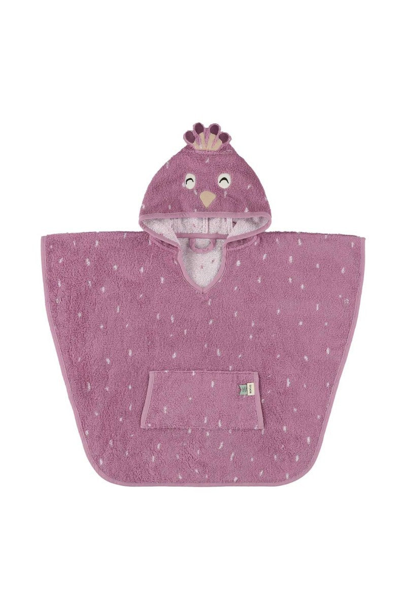 Trixie Baby kapuutsiga orgaanilisest puuvillast laste vanniponcho - Mrs. Peacock