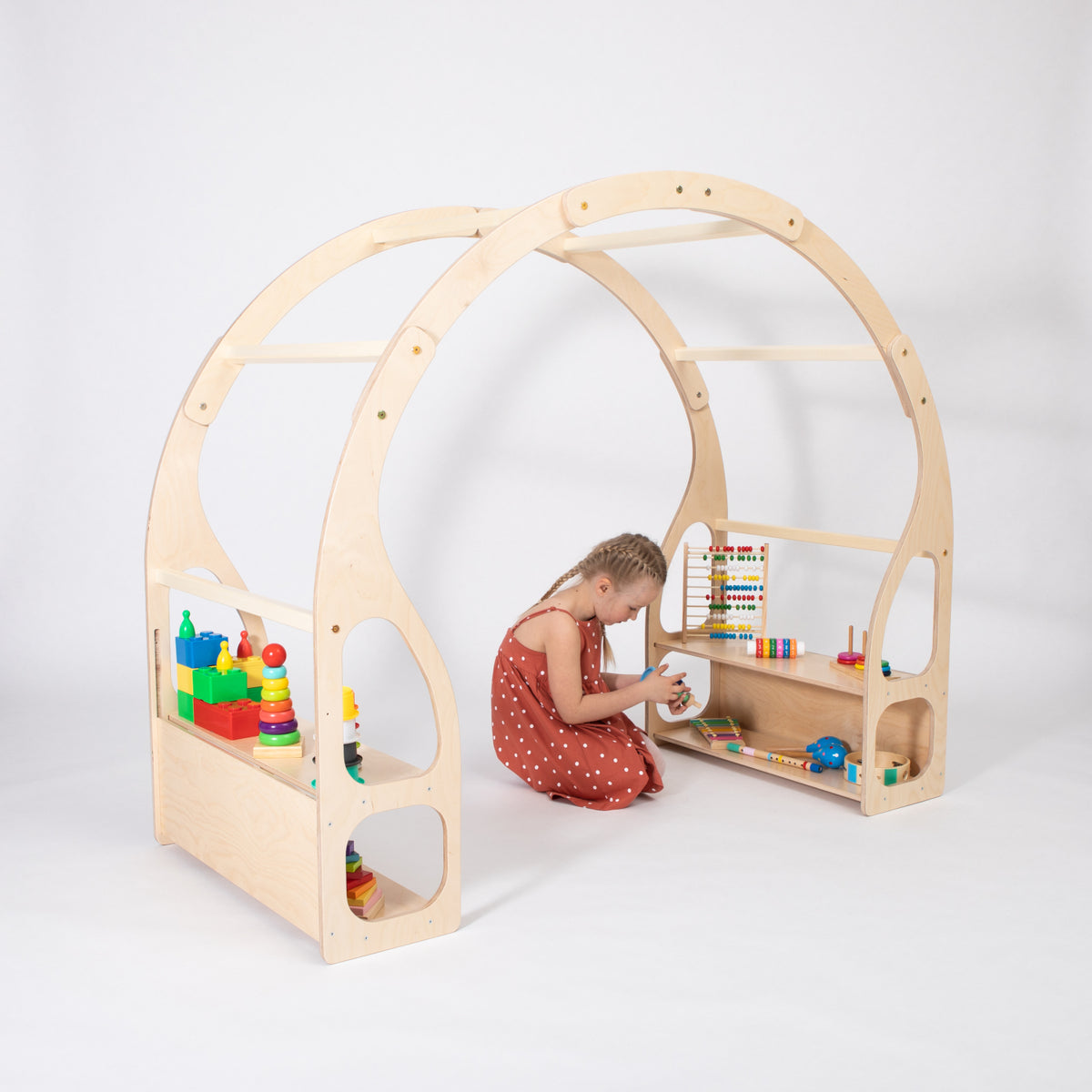 Montessori House Bed laste mänguasjariiul ja mänguköök