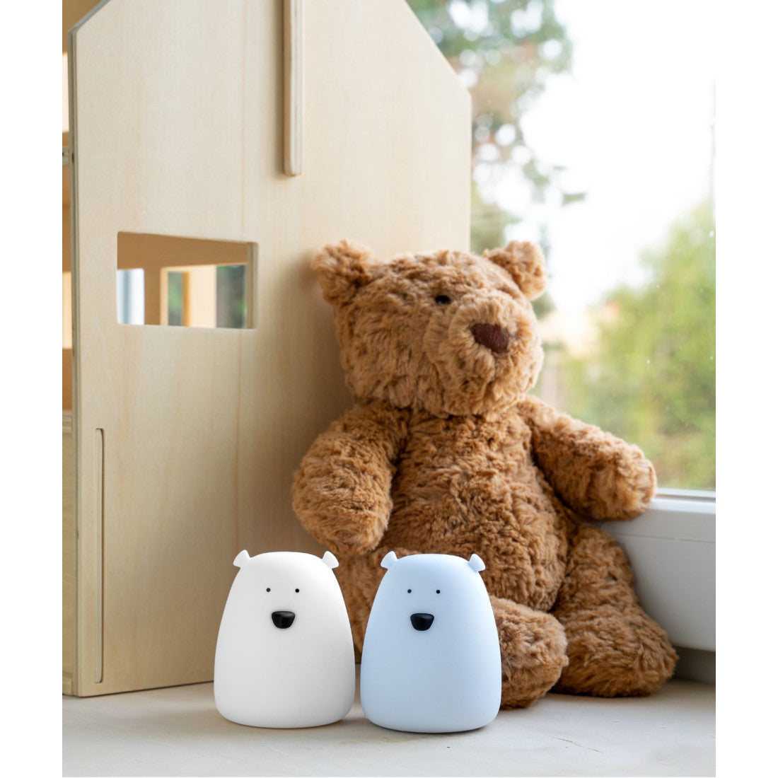 Rabbit & Friends kahe mini-karu öölambi komplekt - Valge ja Arctic Blue