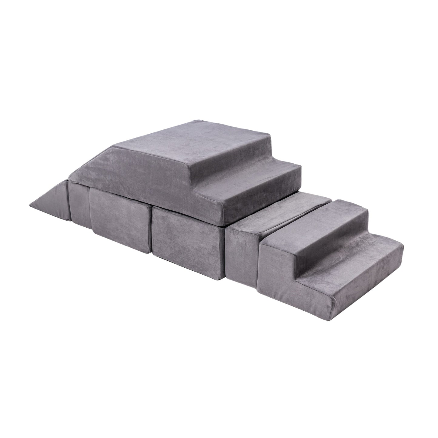 MeowBaby® Velvet Bricks Set - Multifunktsionaalne Mänguväljak Lastele - Grey