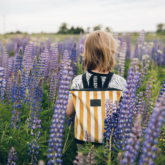 MUNI Laste Seljakott "Striped yellow and white"