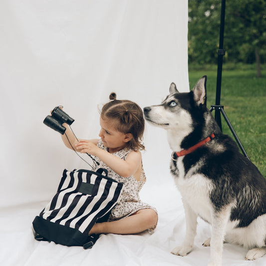 MUNI Laste Seljakott "Striped black and white"