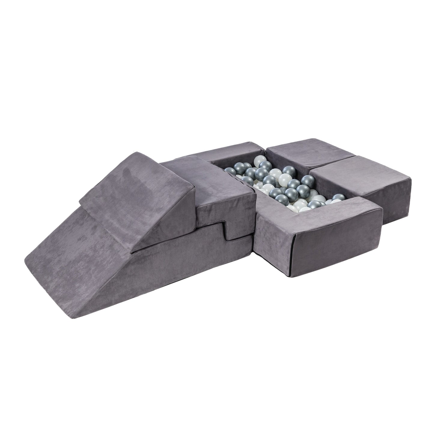 MeowBaby® Velvet Bricks Set - Multifunktsionaalne Mänguväljak Lastele - Grey