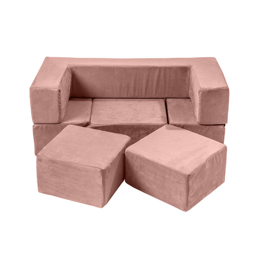 MeowBaby® Velvet Bricks Set - Multifunktsionaalne Mänguväljak Lastele - Pink