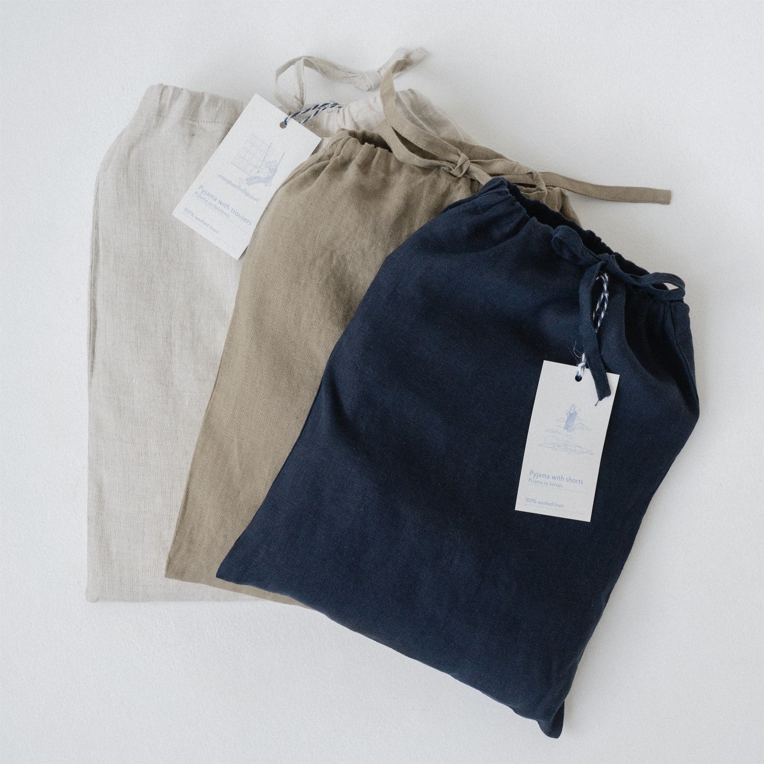 Linen Tales Linasest Riidest Pidžaamakomplekt Meestele "Fern" - Must