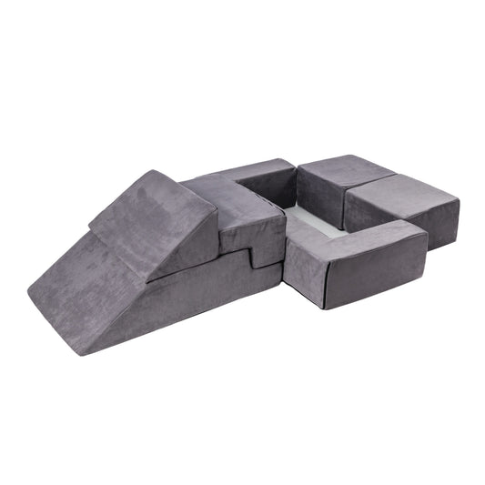 MeowBaby® Velvet Bricks Set - Multifunktsionaalne Mänguväljak Lastele - Grey