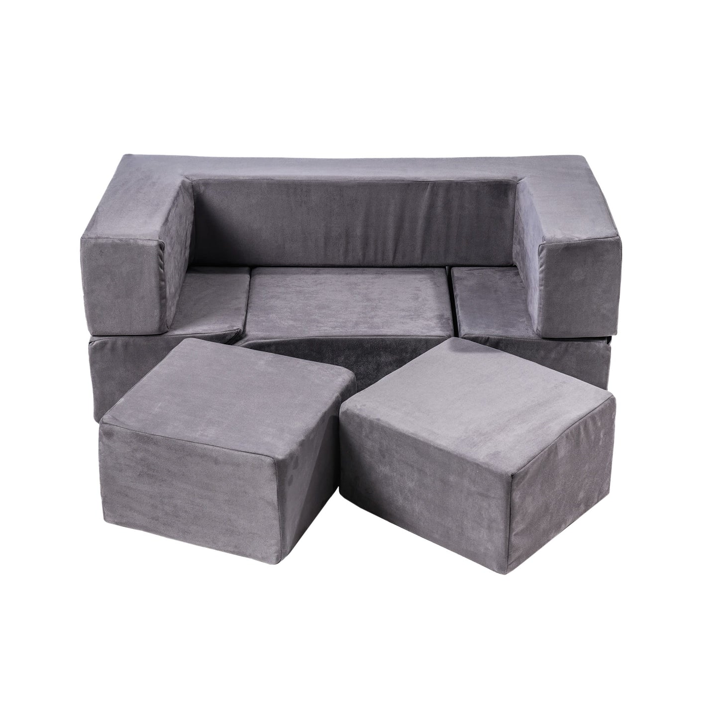 MeowBaby® Velvet Bricks Set - Multifunktsionaalne Mänguväljak Lastele - Grey