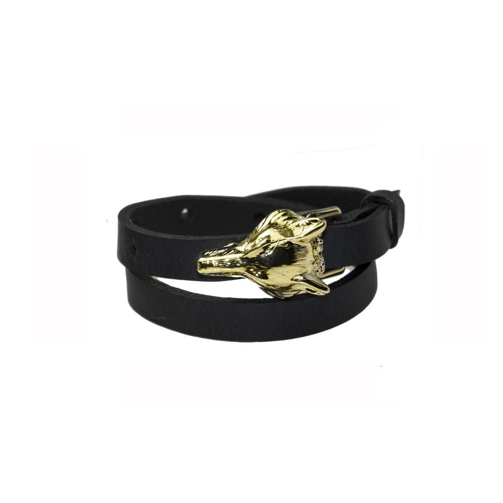 RR “Gold Wolf buckle black” Nahast Käevõru Kuld